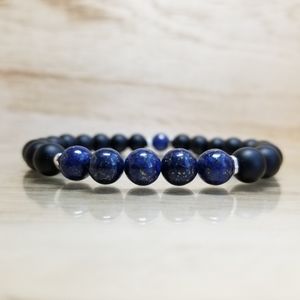 Lapis Lazuli & Black Onyx Beaded Bracelet